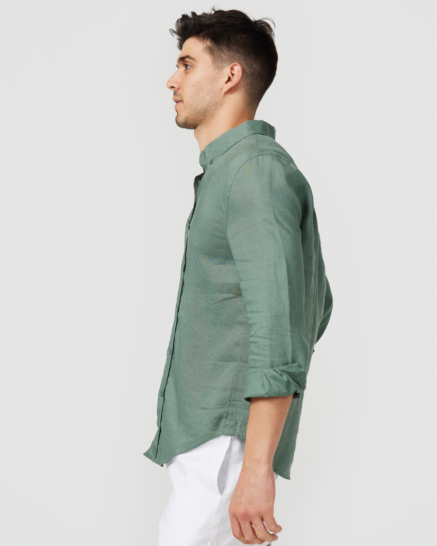 Chemise en lin kaki