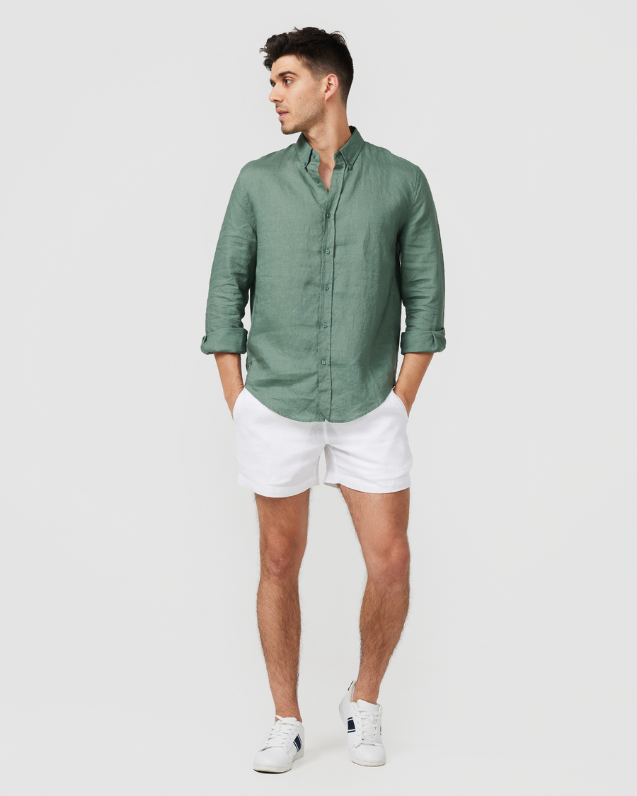 Chemise en lin kaki