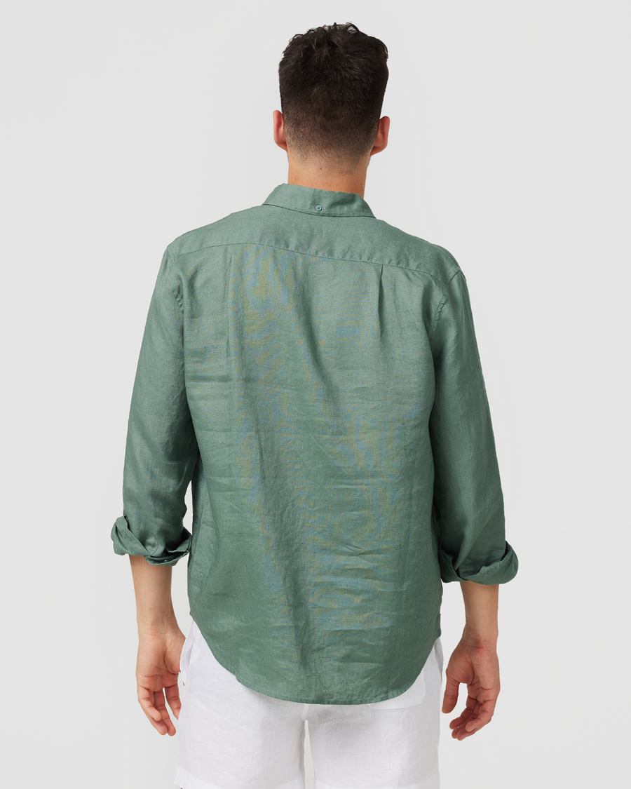 Chemise en lin kaki