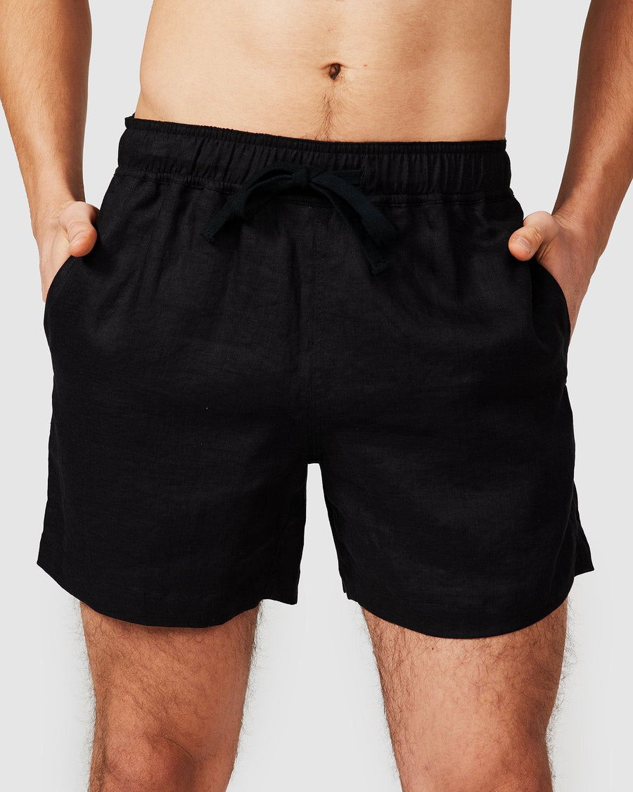 Short en lin noir