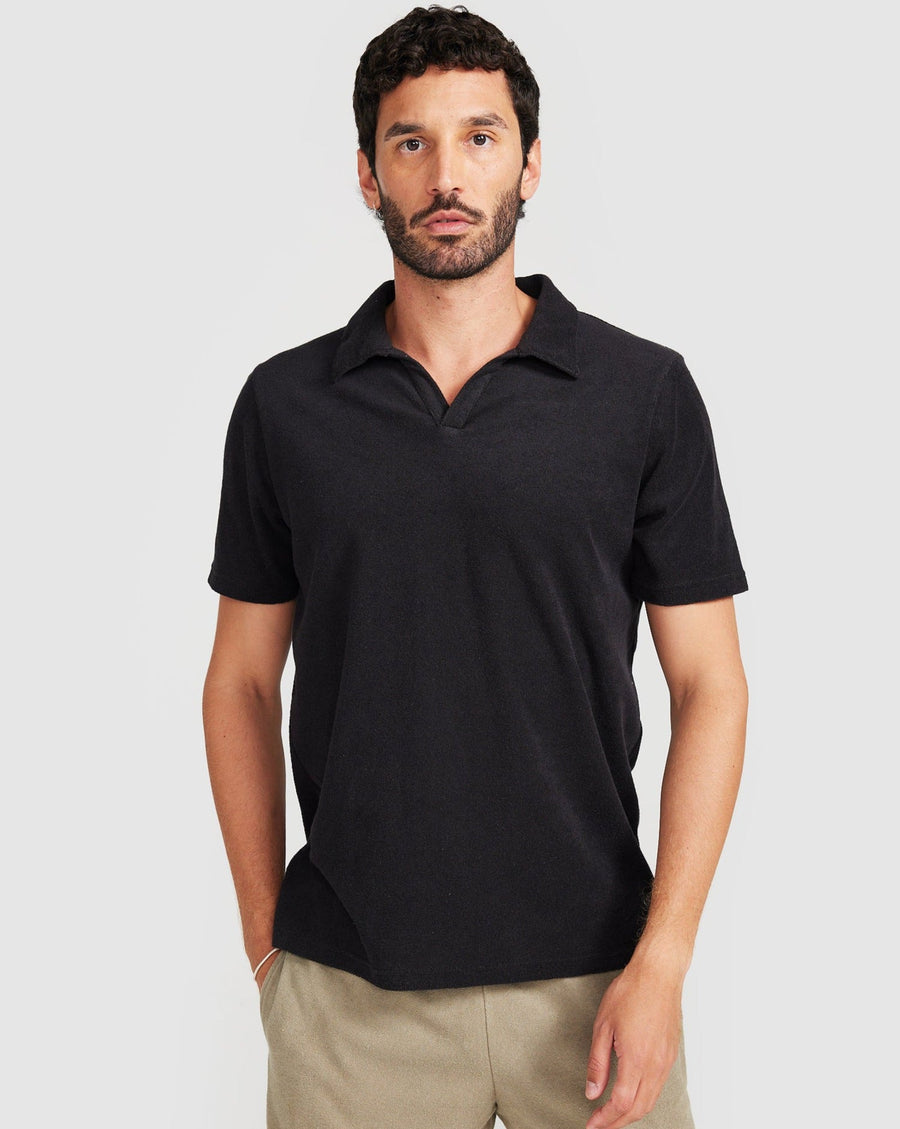 Polo en tissu éponge noir 