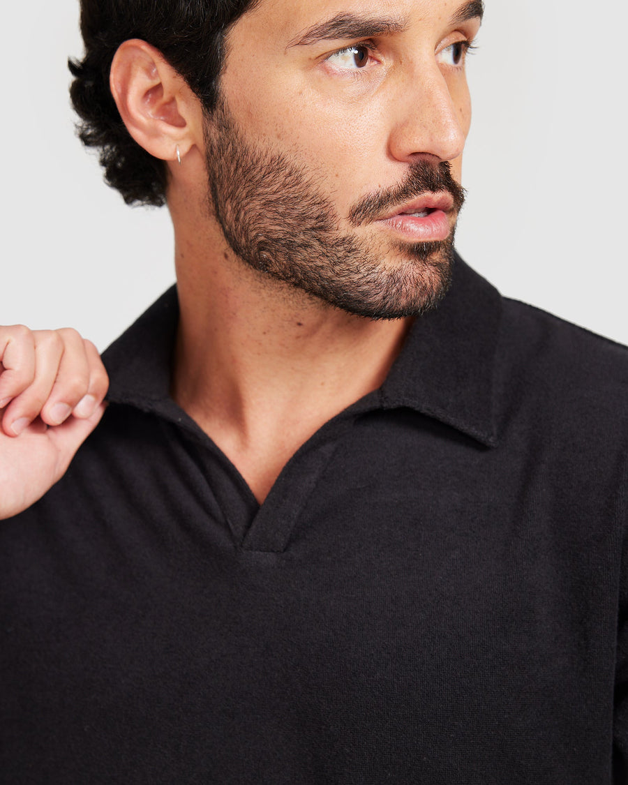 Polo en tissu éponge noir 
