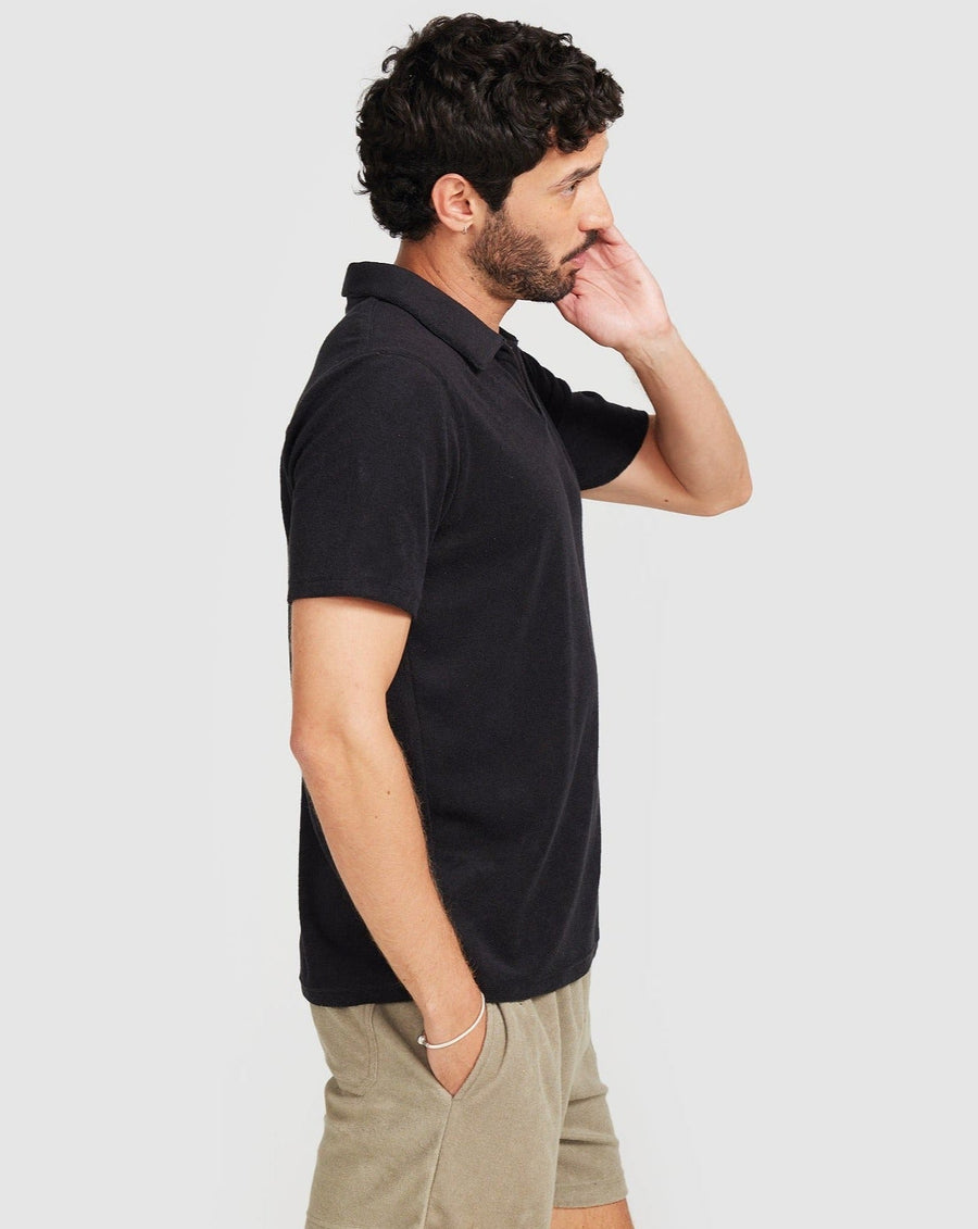 Polo en tissu éponge noir 
