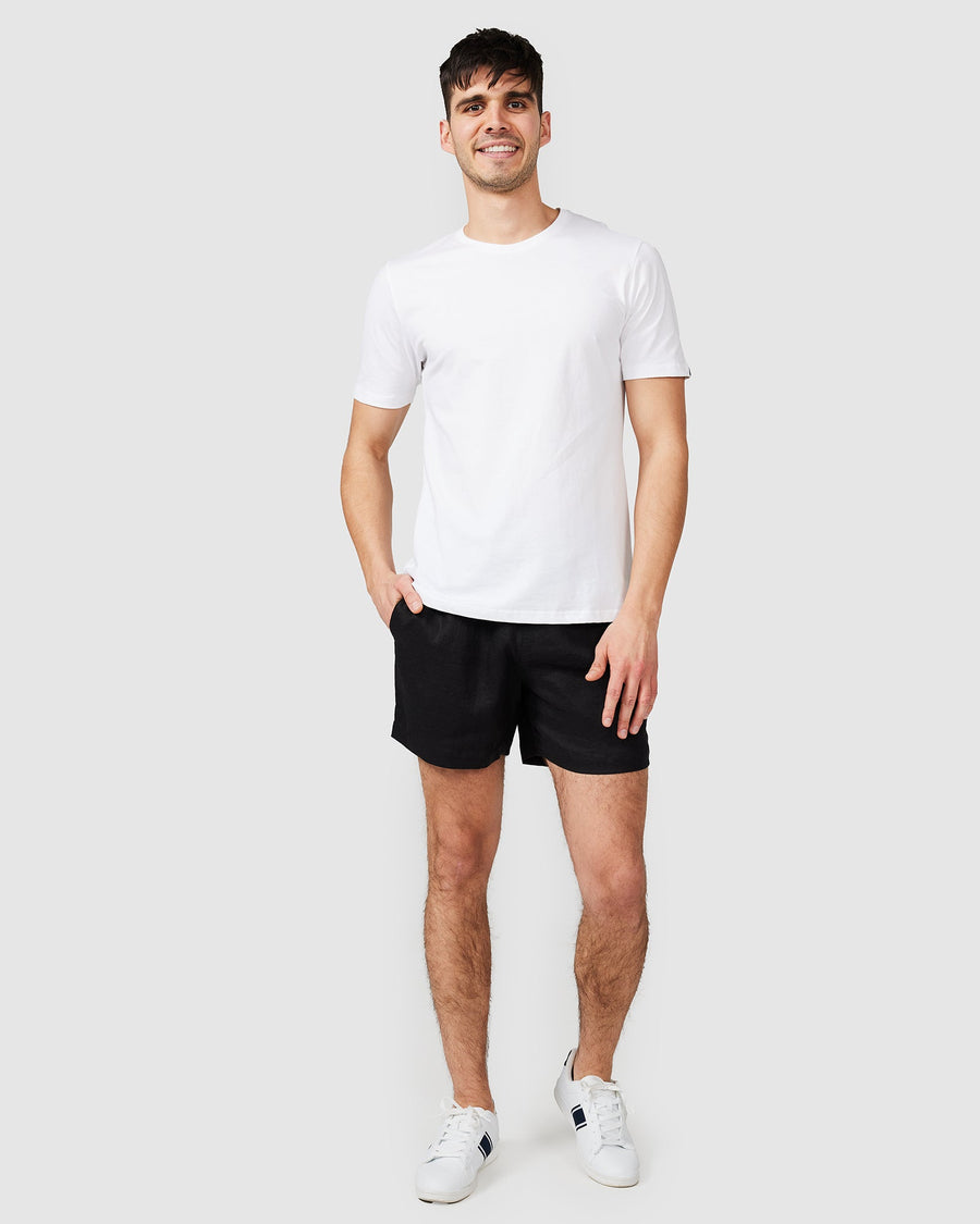 Short en lin noir