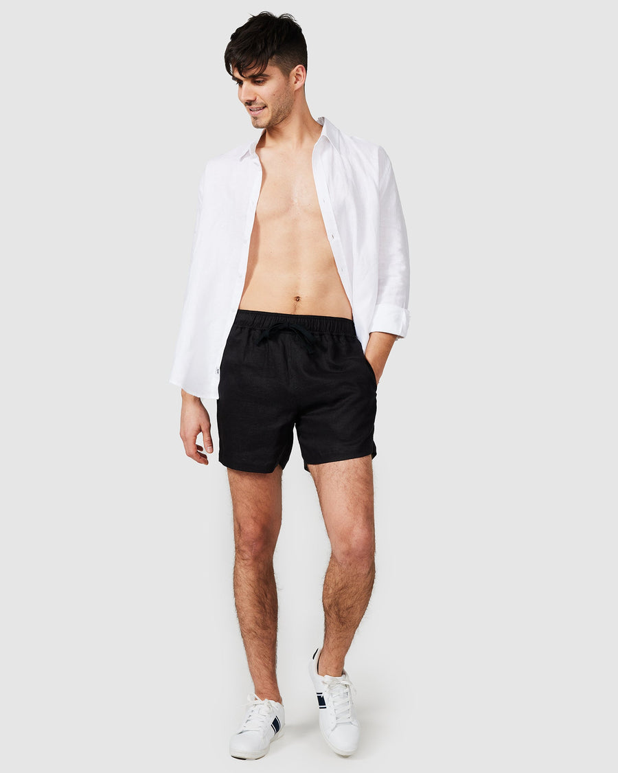 Short en lin noir