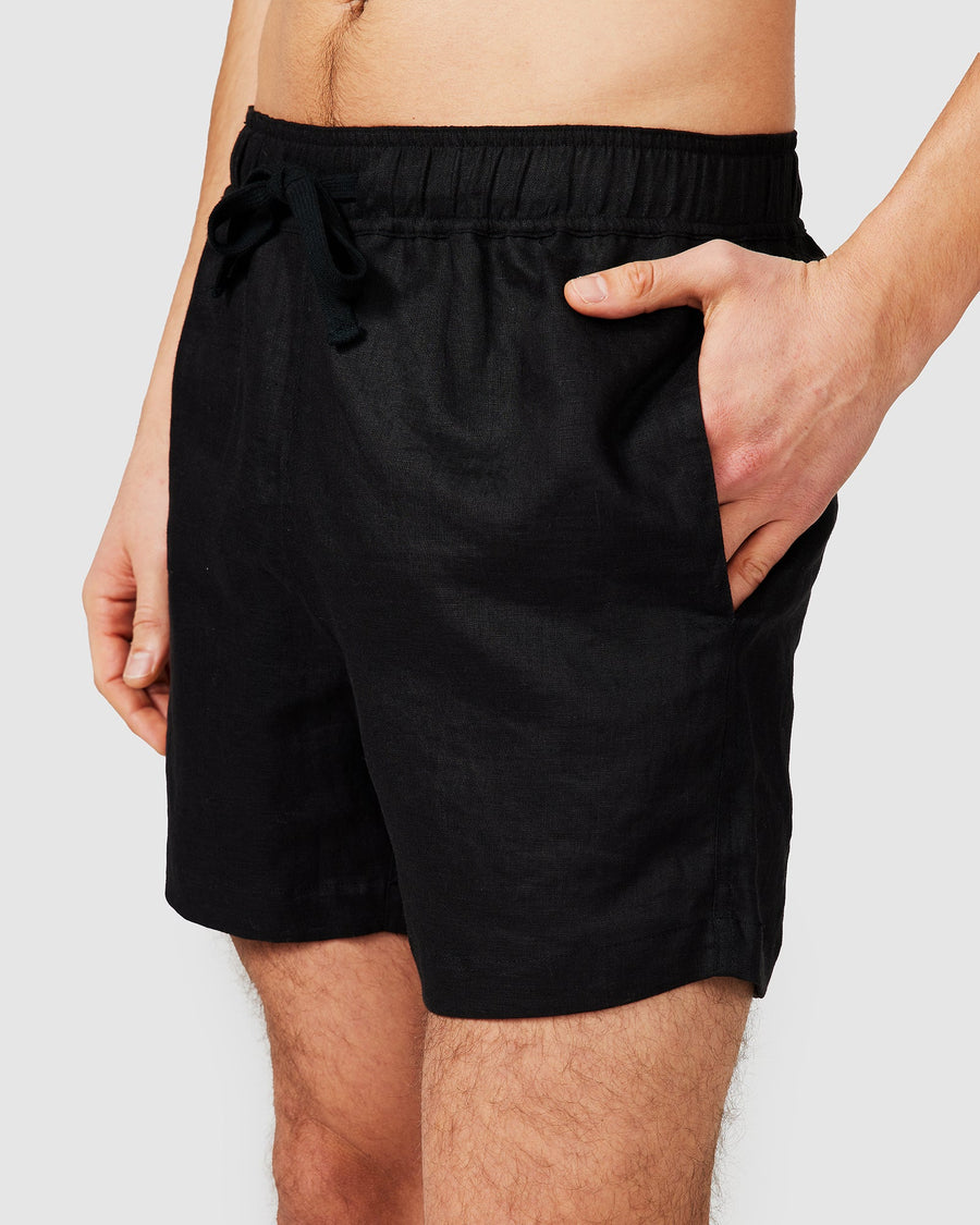 Short en lin noir