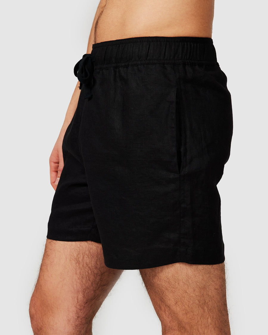 Short en lin noir