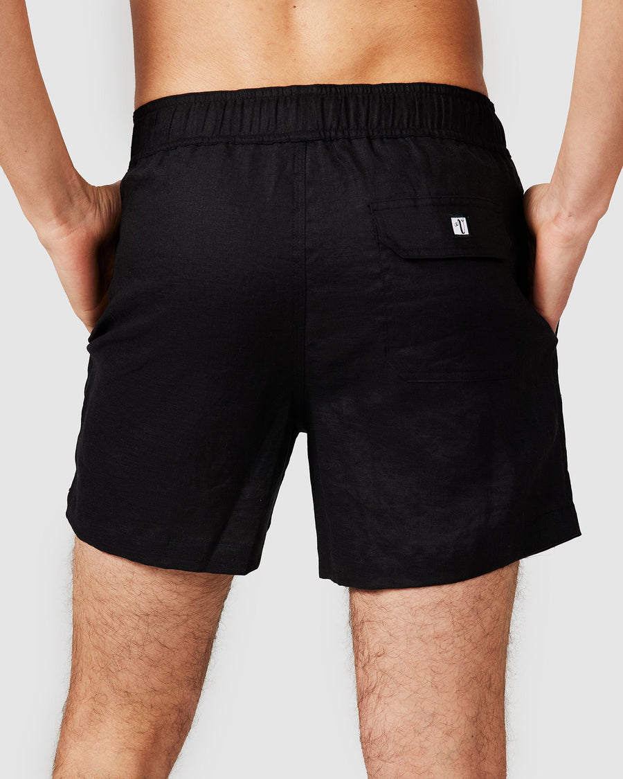 Short en lin noir