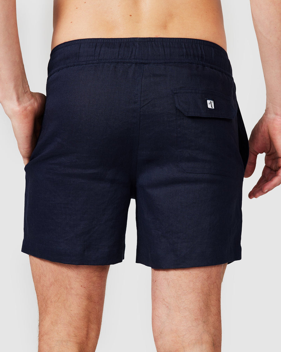 Short en lin bleu marine