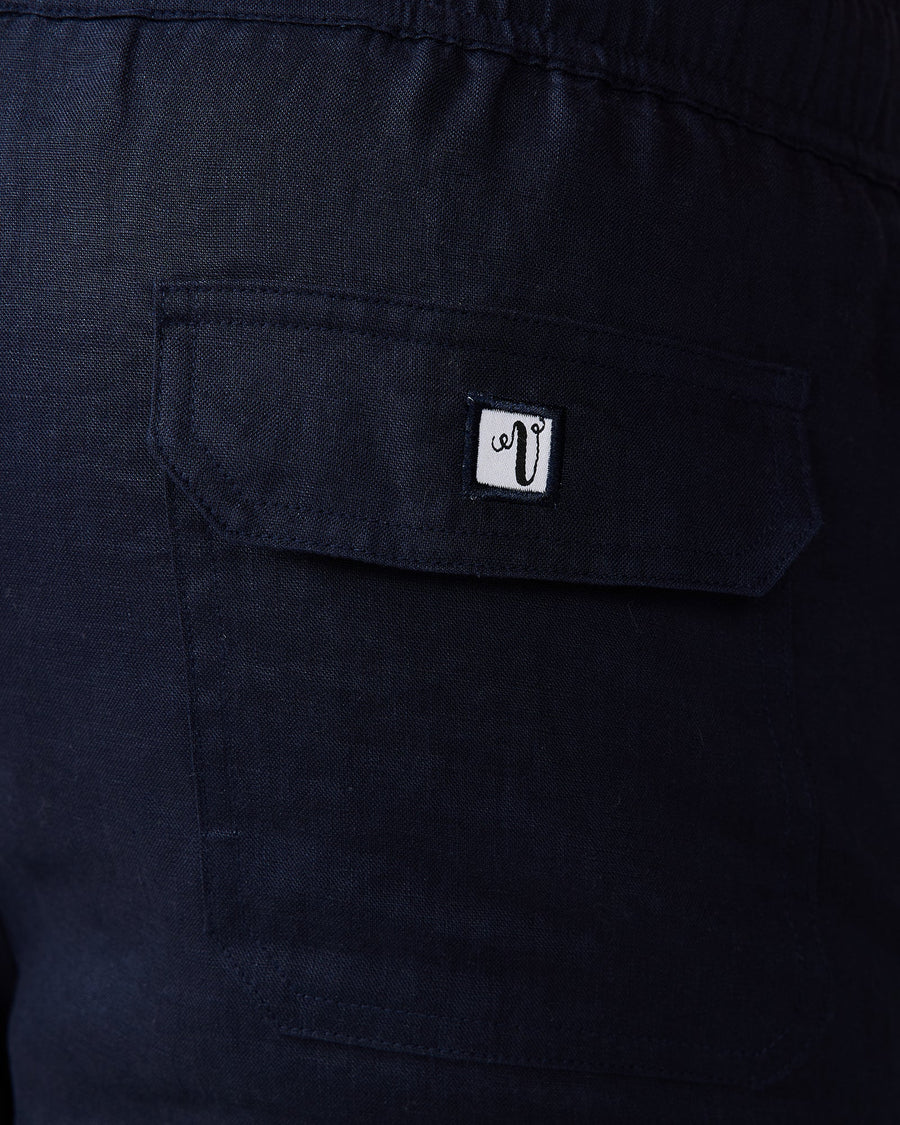 Short en lin bleu marine