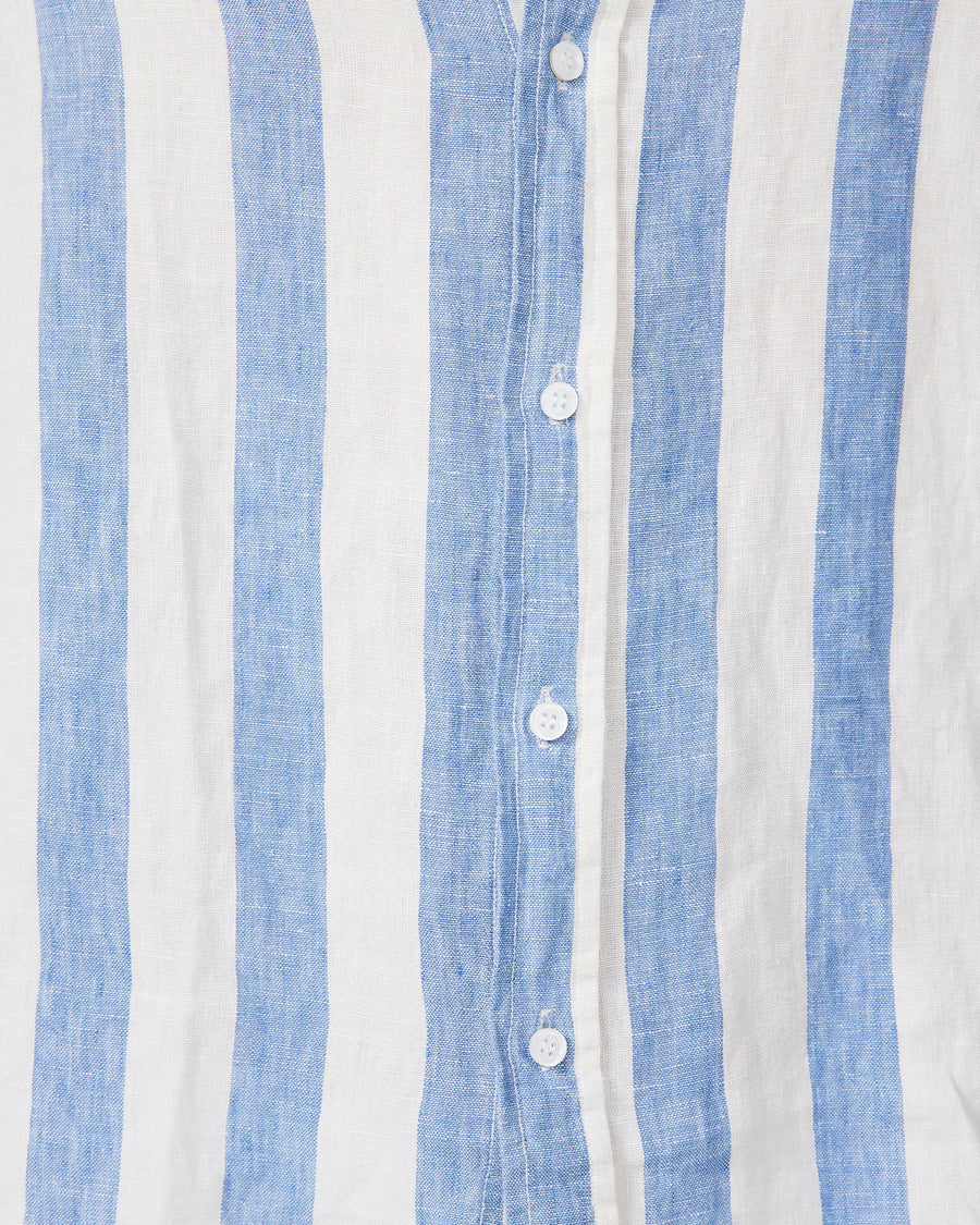 Chemise en lin à rayures bleues