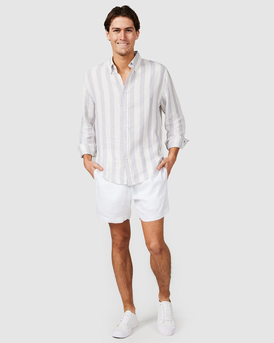Chemise en lin à rayures grises