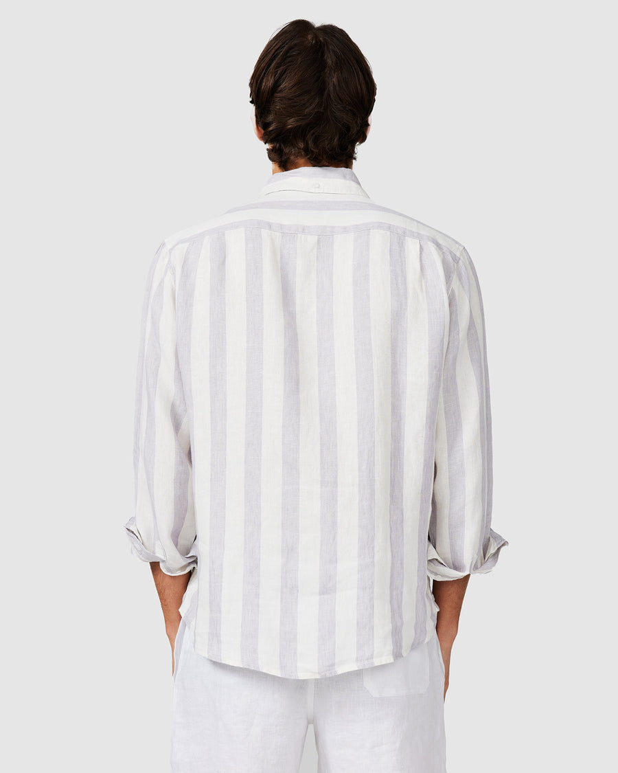 Chemise en lin à rayures grises