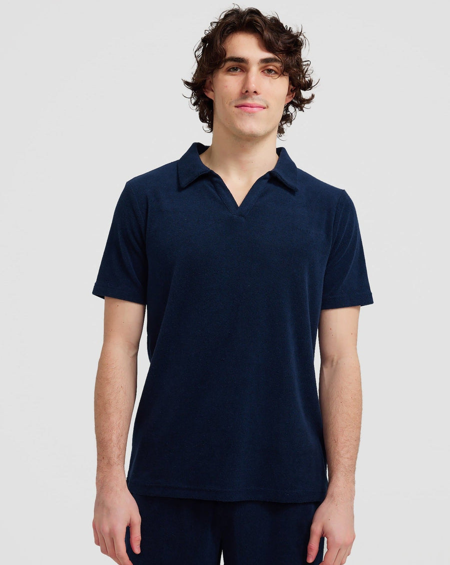 Polo en éponge bleu marine 