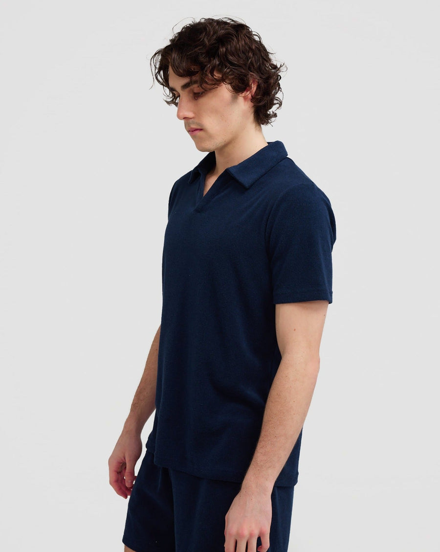 Polo en éponge bleu marine 