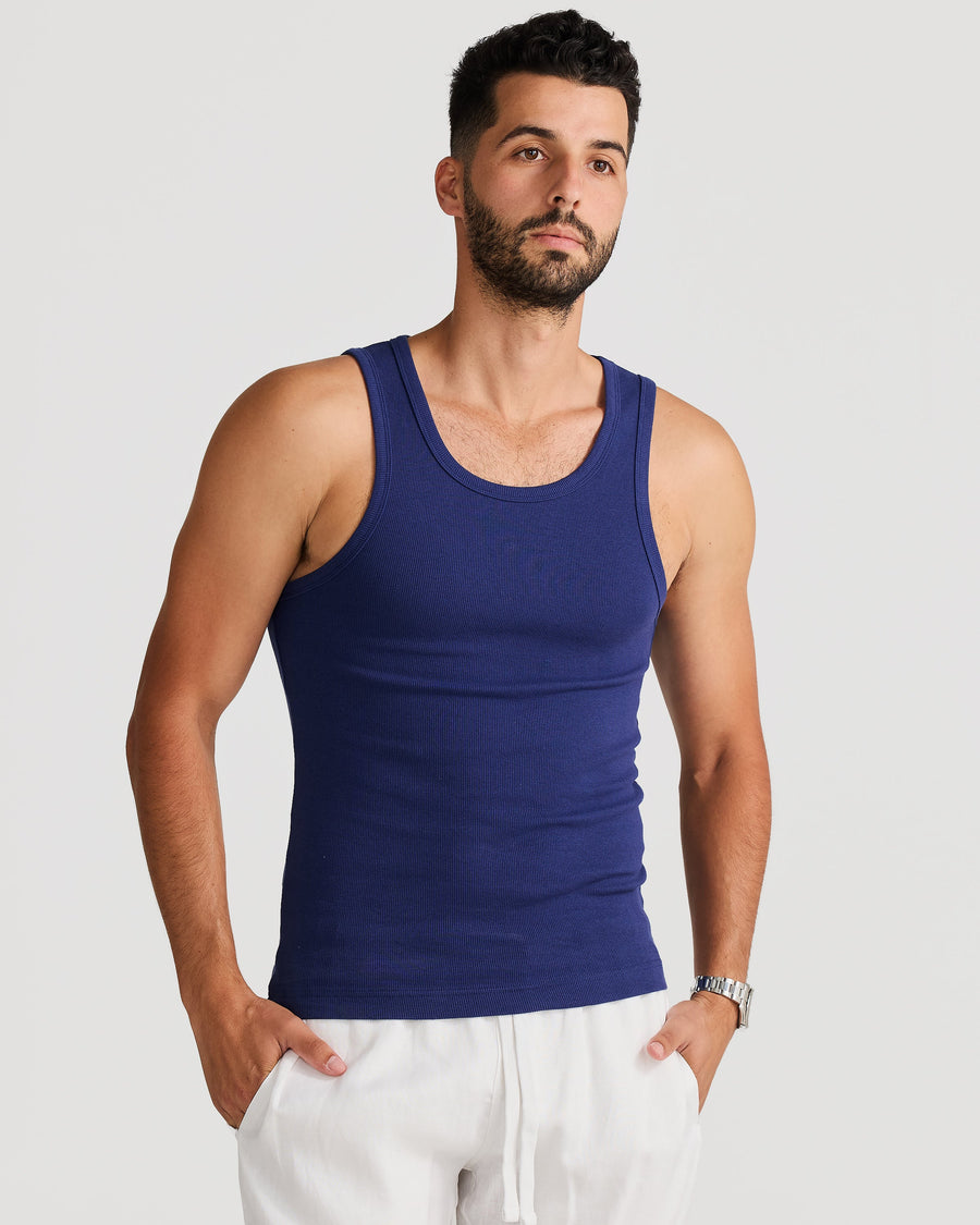 Rib Singlet Navy