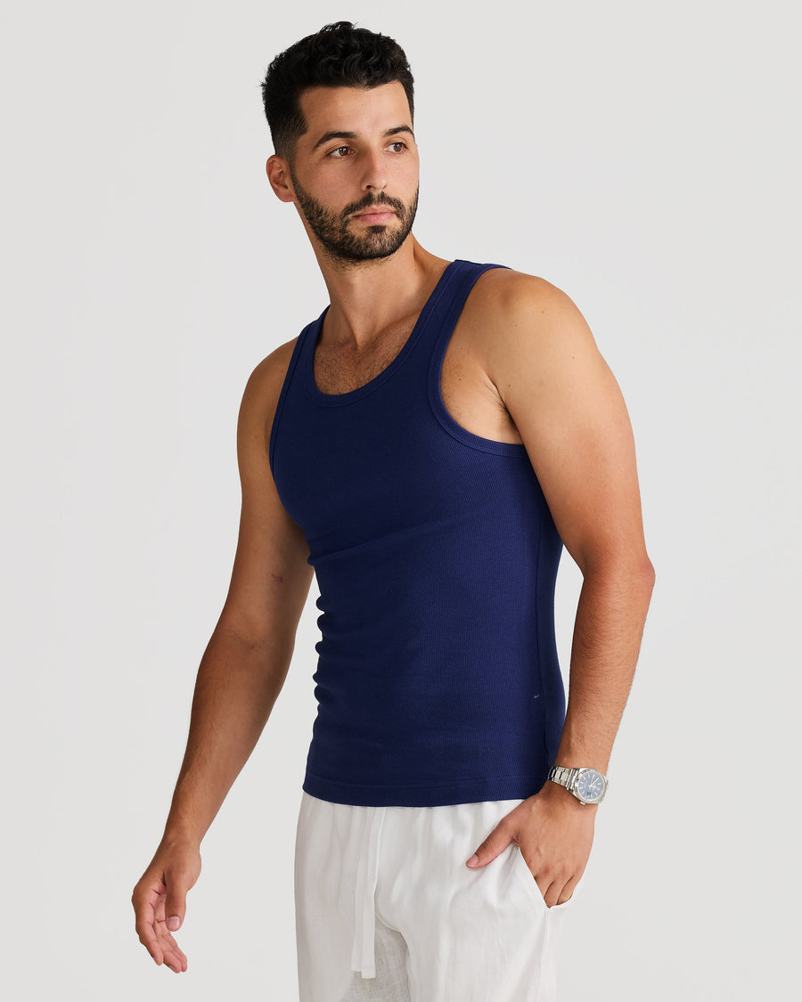 Rib Singlet Navy