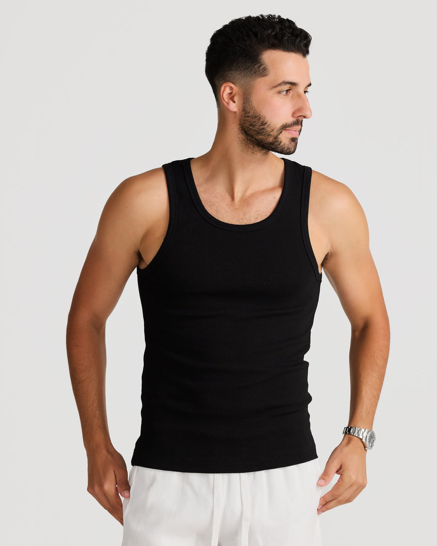 Rib Singlet Black