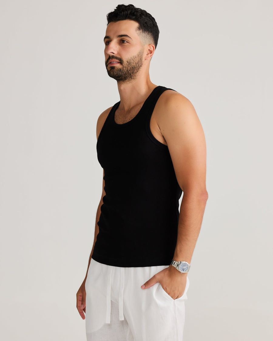 Rib Singlet Black