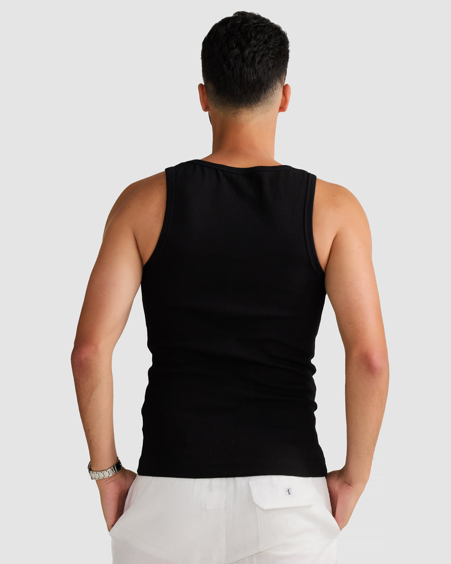 Rib Singlet Black