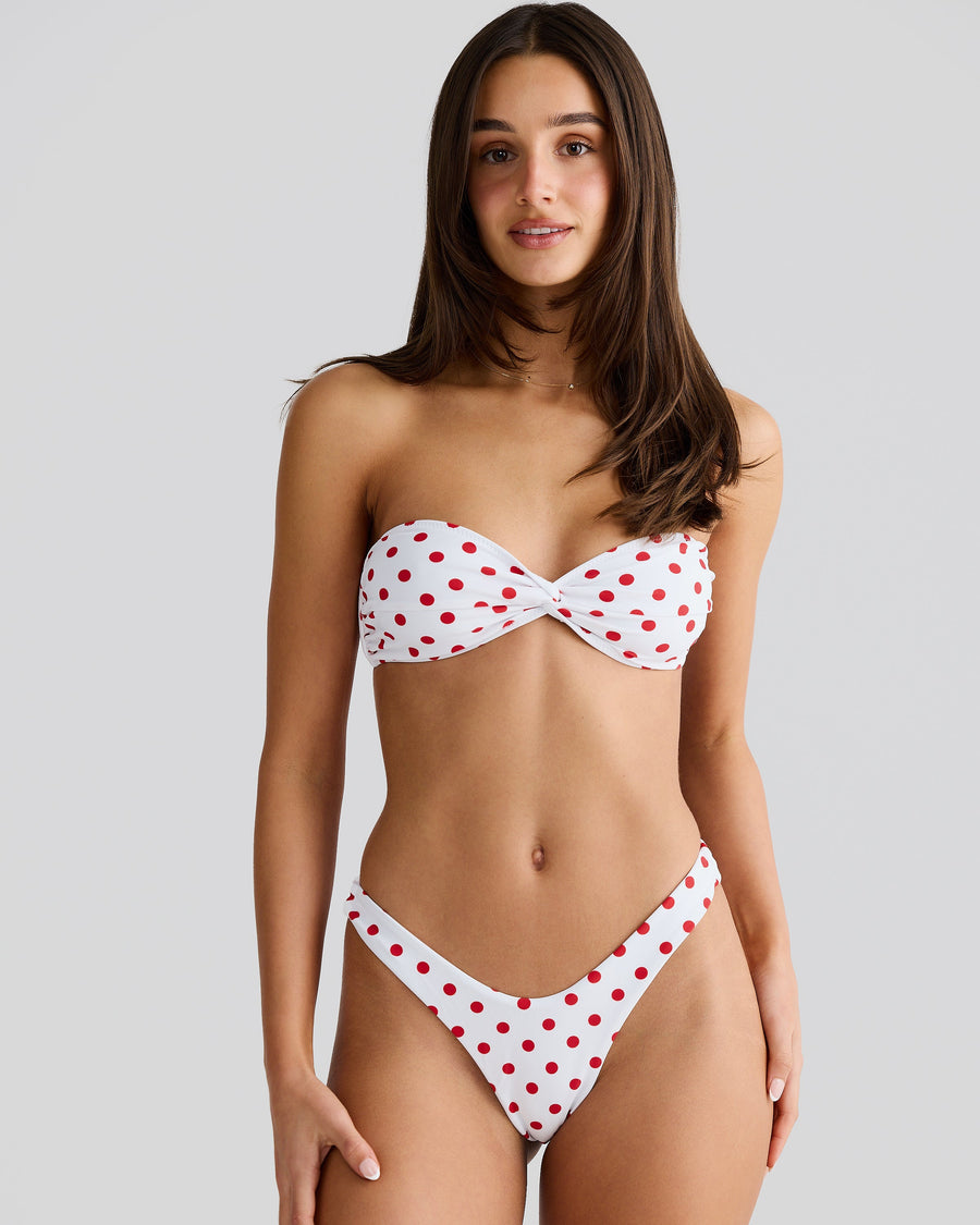 Positano Top Red Polka