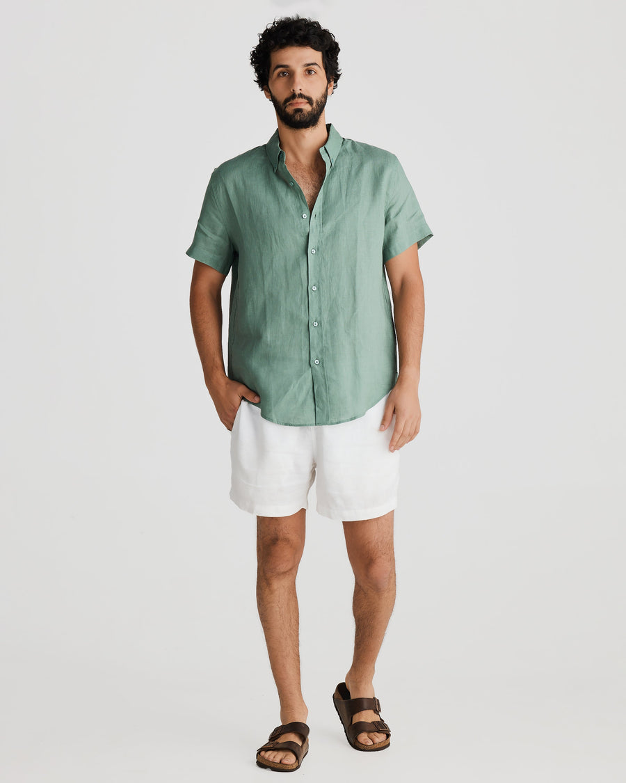 Chemise en lin S/S Kaki 