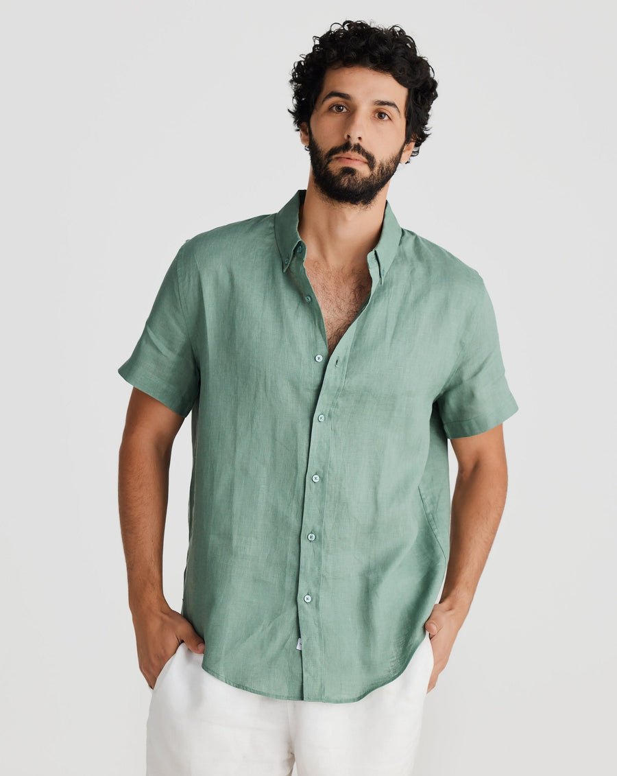 Chemise en lin S/S Kaki 
