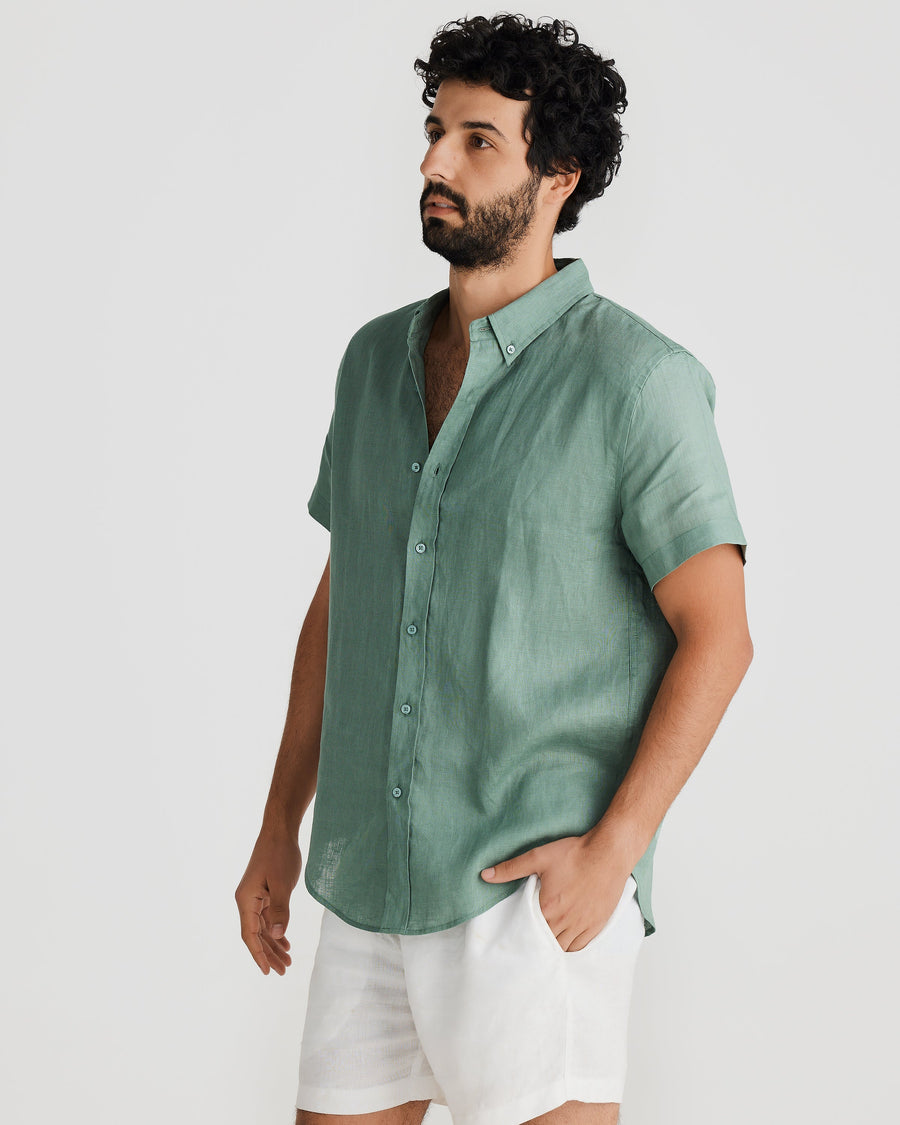 Chemise en lin S/S Kaki 