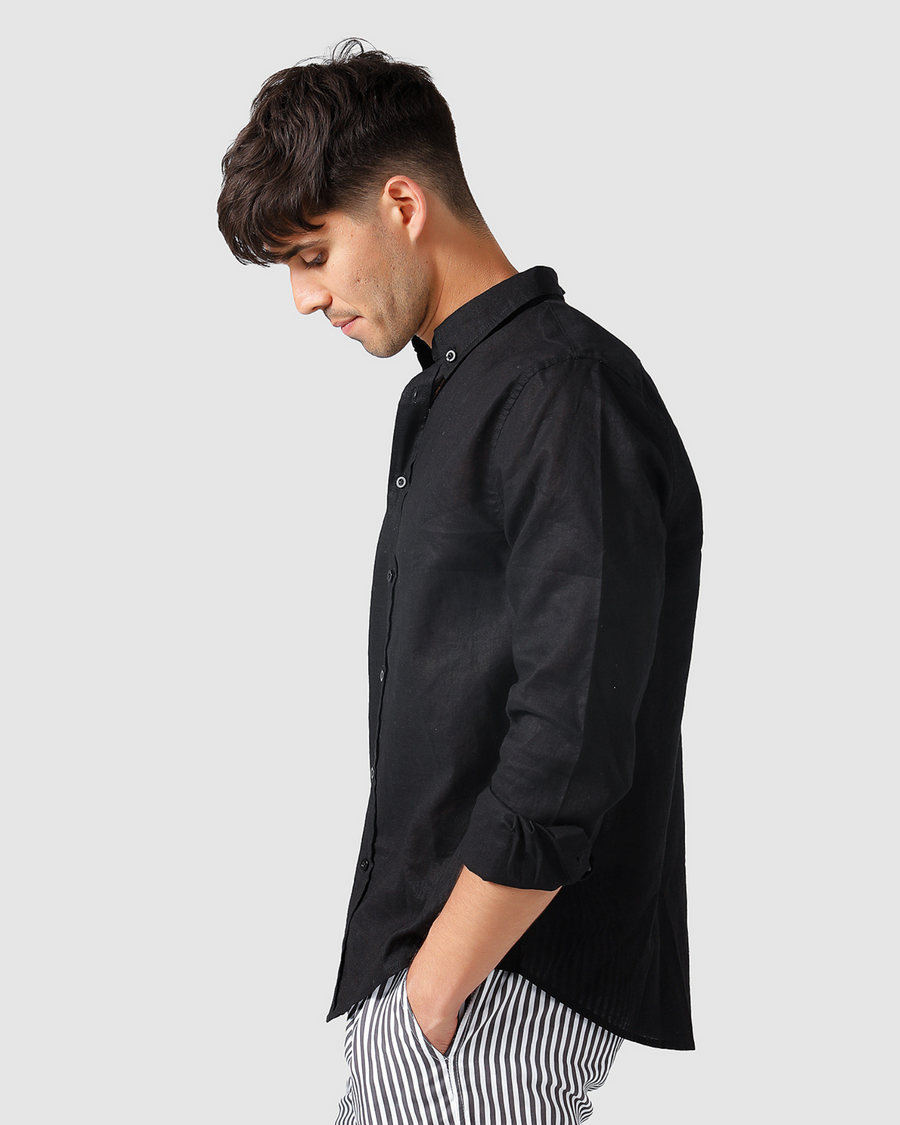 Chemise en lin noire